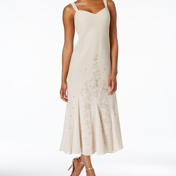R&M Richards Sleeveless Beaded V-Neck Dress Blush Pink Size 18 - Picture 1 of 2